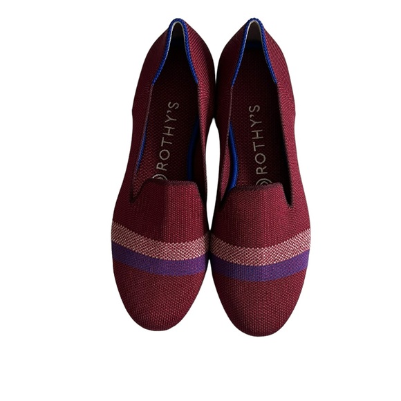 New Retired Rothy’s The Loafer Garnet Red Reflective Stripe Flats Round Toe - Picture 9 of 11
